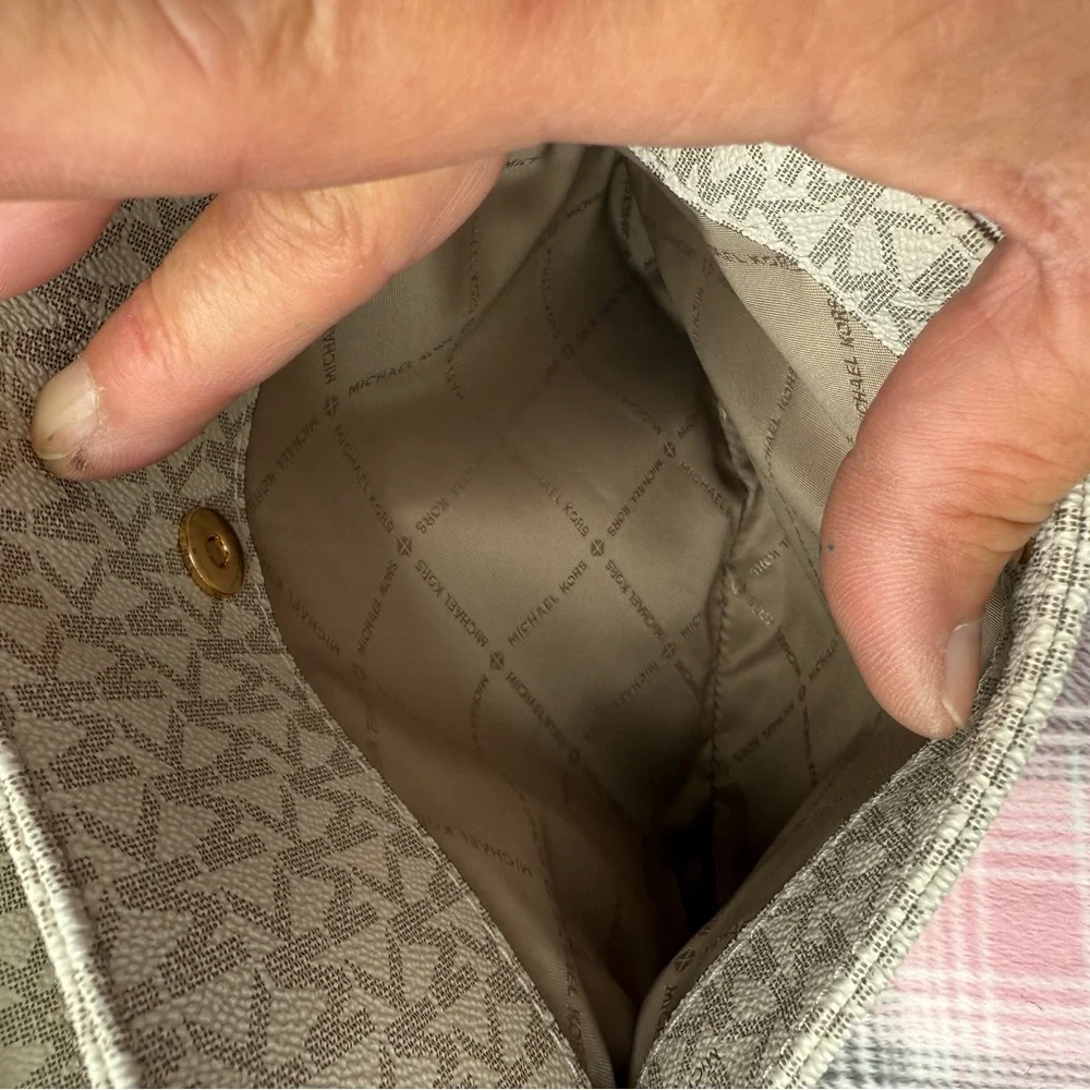 Michael Michael Kors Cream and Gray Monogram Bag